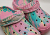 Girls pink & blue clogs